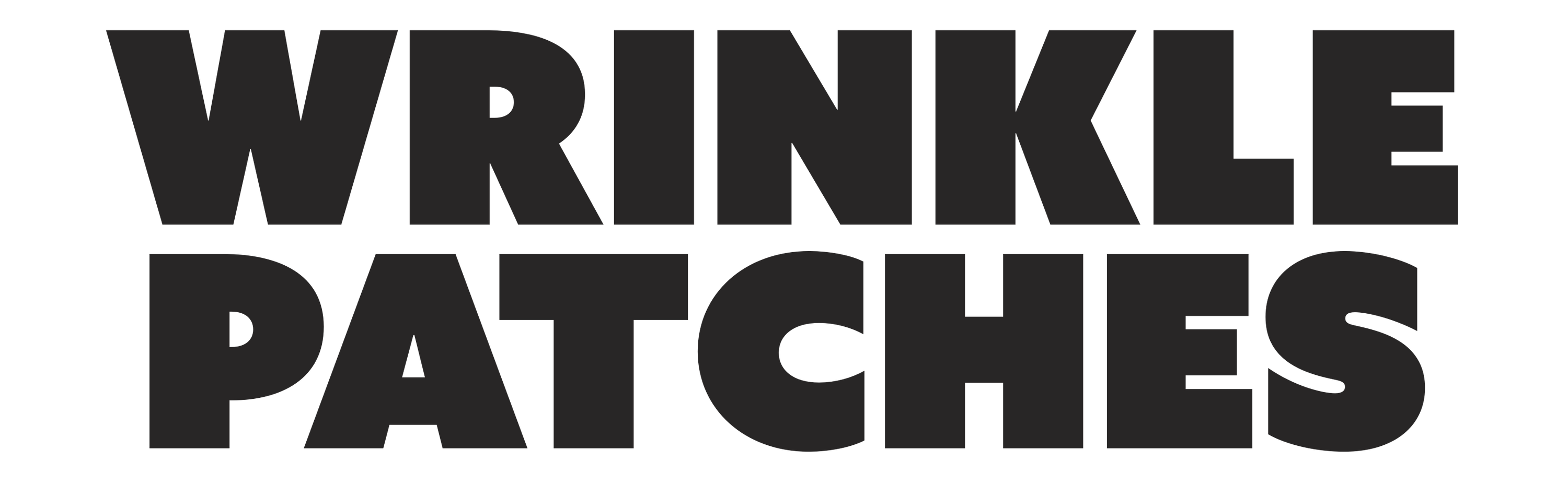 Black text 'WRINKLE PATCHES' on a transparent background